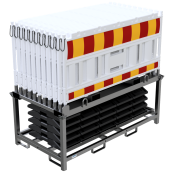 SET | with 20 panel fence | and 21 base plates | on storage and transport traverse | without lamp adapter | with red/yellow foil, type RA1/A | type of barrier NOX white
